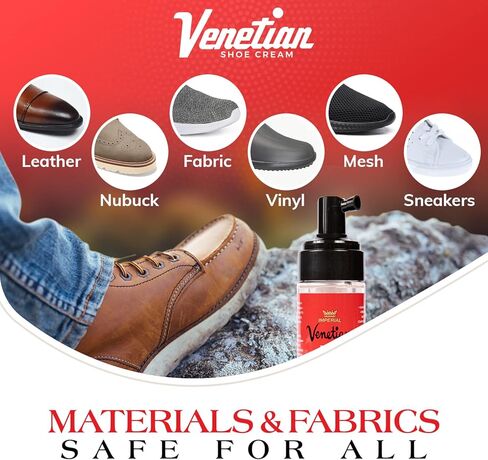 Venetian Foam Shoe Cleaner - 6 Oz Sneaker Cleaner Foam - Instant Sneaker Cleaner Spray - Multi-Purpose Foam Cleaner for Boots, Sneakers, and Shoes - Cleans & Protects- 6oz Made in USA in Kuwait