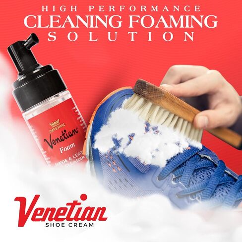Venetian Foam Shoe Cleaner - 6 Oz Sneaker Cleaner Foam - Instant Sneaker Cleaner Spray - Multi-Purpose Foam Cleaner for Boots, Sneakers, and Shoes - Cleans & Protects- 6oz Made in USA in Kuwait