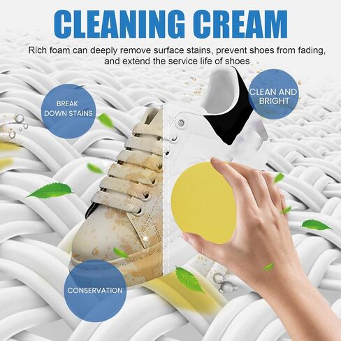 Multi-Functional Cleaning and Stain Removal Cream, Shoe Cleaning Cream, Multi Purpose Cleaning Cream,White Shoe Cleaner with Sponge, White Shoe Cleaner, Shoes Decontaminate Solid Paste in Saudi Arabia