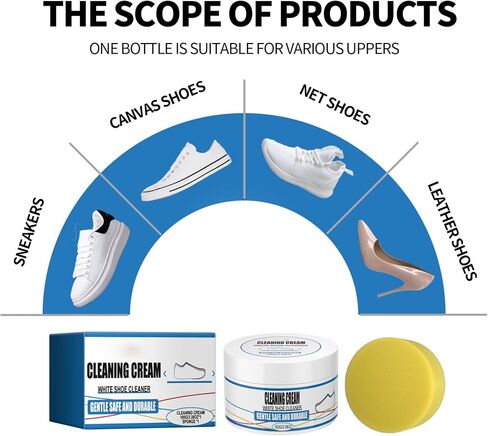 Multi-Functional Cleaning and Stain Removal Cream, Shoe Cleaning Cream, Multi Purpose Cleaning Cream,White Shoe Cleaner with Sponge, White Shoe Cleaner, Shoes Decontaminate Solid Paste in Saudi Arabia