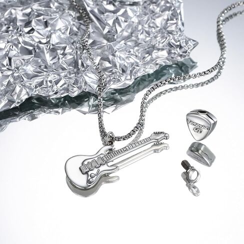 Guitar Urn Necklace For Ashes 925 Sterling Silver Music Guitar Pendant,Guitarist Cremation Keepsake Jewelry Gifts For Music Lover in Kuwait