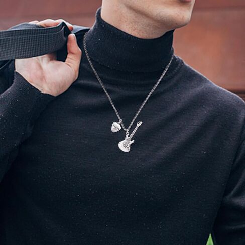 Guitar Urn Necklace For Ashes 925 Sterling Silver Music Guitar Pendant,Guitarist Cremation Keepsake Jewelry Gifts For Music Lover in Kuwait