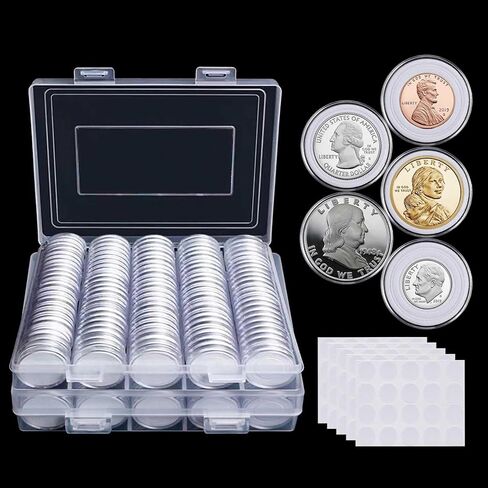 240 Pieces 30mm Coin Capsules Coin Holders for Collectors, with Foam Gasket and Plastic Storage Organizer Box, 5 Sizes (17/20/25/27/30mm) Coin Case for Coin Collection Supplies in Saudi Arabia