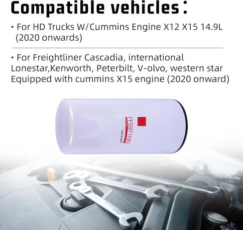 فلتر الوقود FF5971NN 5575143 متوافق مع الشاحنات عالية الدقة مع محرك الكمون X12 X15 14.9L (2020 فصاعدًا) FF5971-NN BF46248،6 عبوات in Kuwait