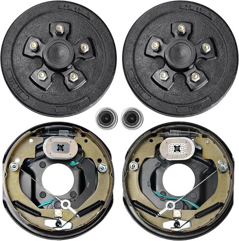 VEVOR Electric Trailer Brake Assembly, 10" x 2-1/4", 2 Pairs Self-Adjusting Electric Brakes Kit for 3500 lbs Axle, 4-Hole Mounting, Backing Plates for Brake System Part Replacement (2 Right + 2 Left) in Saudi Arabia