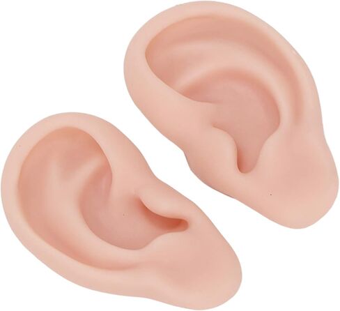 Human Ear Model, 1 Pair Soft Silicone Simulation Ear Model, Flexible Fake Ear, Realistic Body Parts for Piercing Practice, Earrings Jewelry Display, Teaching Tool(3#) in Saudi Arabia