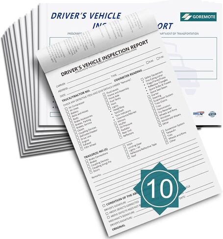 Detailed Driver's Vehicle Inspection Report, 10 Pack, Pre Trip Inspection Book for Trucker, 2-Ply Carbonless, 35 Sets of Forms per DVIR Log Book for Truck Drivers, 8.5" x 5.5" in Saudi Arabia