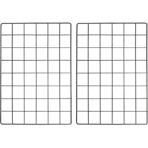 YOKIVE 2Pcs Iron Wire Grid Panel, Decorative Panels Board | Photo Pictures Display Holders Hanging Frame for Home Office (Black, 16"x12")