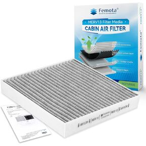MERV 13 Cabin Air Filter with Activated Carbon, CF12820 for Hyundai Elantra, Ioniq 5/6, Santa Cruz, Santa Fe, Sonata, Tucson; Kia K5, Spartage, Sorento, EV6, Niro; Genesis GV60.