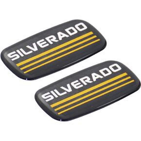 Pair Silverado Emblem 3D Badge Nameplate Letter Logo Replacement for CHEVY Silverado Chevrolet Silverado (Yellow/Black/Chrome)
