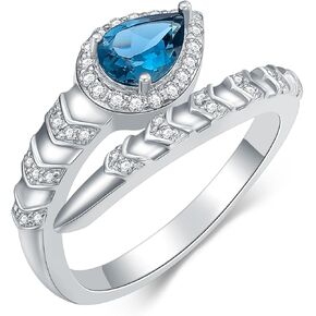 Snake Rings for Women 925 Sterling Silver Real Natural London Blue Topaz Serpent Ring Statement Rings Snake Ring Stone Snake Jewelry Gifts for Women Wife