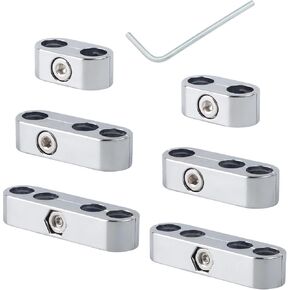 6 Pcs Universal Spark Plug Wire Separators Kit Aluminum Fit for All 7mm 8mm 9.5mm Wire. (Chrome)