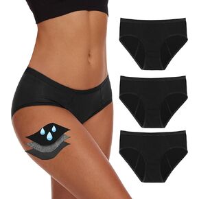Period Underwear For Women, Leak-Proof Hipster, Brief, Heavy Flow, Postpartum, 3 Pack
