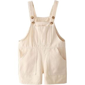 Little Girls Boys Twill Shortalls Toddler Kids Summer Bib Overall Shorts with 5-Pocket (3-7Years)