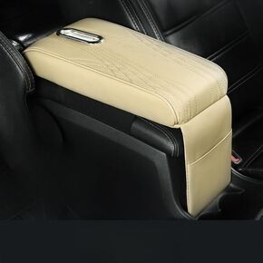 Car Center Console Cover with Side Pockets Leather Car Armrest Storage Box Padded Cushion Waterproof Auto Elbow Arm Rest Cover Pad Memory Foam Vehicle Accessories Interior, Black(S)