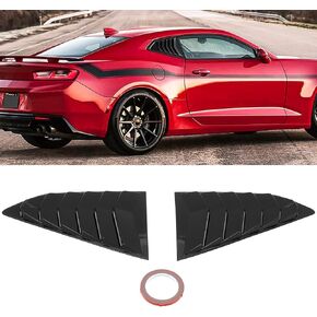 SCITOO ABS Rear Side Window Louvers Air Vent Scoop Shades Cover Blinds Glossy Black Fit for 2016-2020 for Chevrolet Camaro Side Window Scoop Quarter Louver Cover