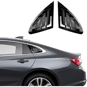 for Chevrolet Malibu 2016-2023 Window Louvers Rear Side Window Louvers Air Vent Scoop Shades Cover Blinds Trim Exterior Accessories 2PCS(Bright Pitch Black)