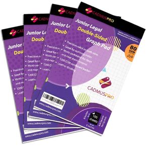 لوحة رسم بيانية Junior Legal مقاس 5 × 8 بوصة، شبكة مزدوجة الجوانب مقاس 1/4 بوصة، ورق 21 جرامًا، 100 ورقة/وسادة، غلاف قوي من الورق المقوى. مثالية للطلاب والمهنيين (1، أبيض)