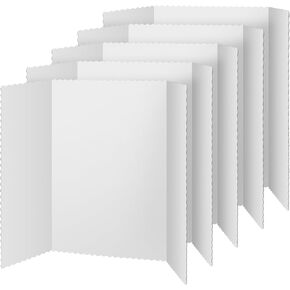 Henoyso 4 Pcs Trifold Poster Board Large Tri Fold Presentation Board White Display Board Foldable Paperboard for Science Fair School Business Project Exhibition (22 x 38 Inch)