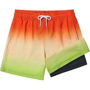 2-16 Years Boys Swim Trunks with Compression Liner Toddler Boy Swim Shorts Quick Dry Bathing Suit Beach Board Shorts