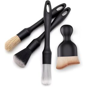 QioTceen Car Detailing Brush Set - 4-Piece Kit for Interior & Exterior Cleaning - Premium Car Wash Brushes for Professional Results ﻿