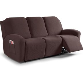 TAOCOCO Recliner Cover 4-Pieces, Recliner Stretch Sofa Slipcover Recliner Cover 1 Seat Couch Protector Soft Furniture Protector Covers with Elastic Chair Covers Jacquard Pattern, Charcoal Grey