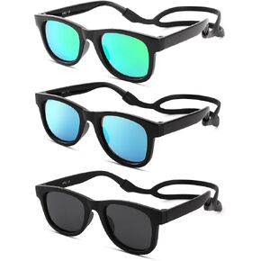 AZorb Baby Boy Sunglasses with Strap Polarized Bendable Flexible Newborn Infant Toddler Sunglasses