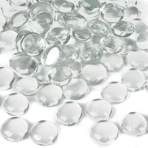 DomeStar 1LB Clear Flat Glass Marbles, Glass Beads Bulk Vase Filler Crystals Gemstones for Table Aquarium Home Decoration DIY Craft