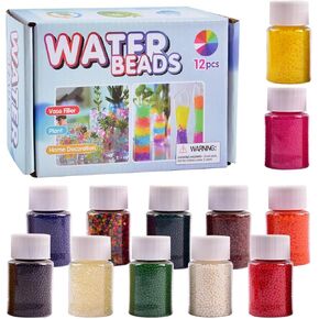 12 Colors Water Beads, Non-Toxic Water Gel Beads for Vases Filler, Plants, Wedding and Home Decoration(10,000 Pcs per Bottle)