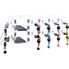 Cell Phone Locker Box with Charging Hole for Classroom Clear Acrylic Phone Storage Cabinet Wall Mounted with Locks, Key, Number for Employee Office School Factory(30 Doors)