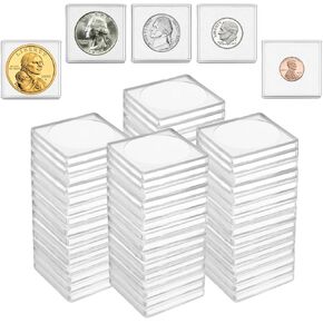 ZYNERY 60 Pack Coin Holders for Collectors, Coin Collection Supplies, Silver Dollar Coin Holder, Half Dollar Coin Holder, Coin Capsules, Coin Display Box with Adjustable Gaskets (20/25/30/35/40 mm)