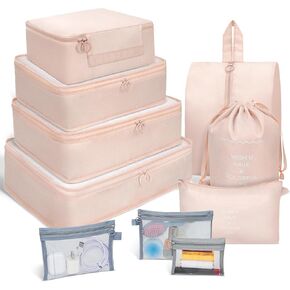 Packing Cubes for Travel - 10 Set Suitcases Organizer Bags, Suitable for Luggage Carry on Case, Travel Essentials (cream color)