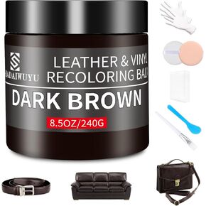 Leather Recoloring Balm,8.5oz Leather Color Restorer,Black Leather Repair kit for Furniture and Car Interior,Leather Couch Scratch Repair,Leather Dye Paint for Faded,Cracked and Damaged Leather