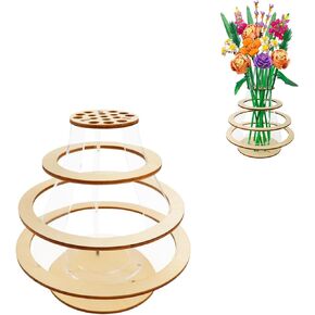 Vase for Lego Flowers - Floating Rings Flower Vase for Lego Flower Bouquet Building Set - Display Stand for Lego Roses Cherry Blossom Sunflower Tulips Daffodils Lotus - Gift for Lego Flowers Lover