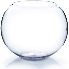 WGV Large Bowl Glass Vase, Diameter 12", Height 10", (Multiple Sizes Choices) Clear Round Bubble Vase Jar, Floral Planter Terrarium for Wedding Event Home Decor, 1 Piece (VBW1210)