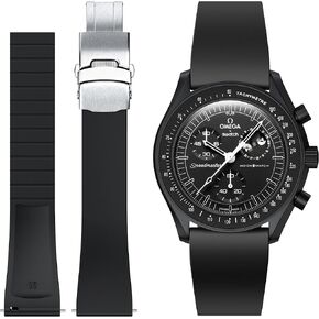 Bands for Omega Swatch Watch,Fluororubber Strap Compatible with Omega x Swatch Moonswatch 20mm Watch,Quick Release Waterproof Replacement Strap for Swatch Omega Men Women