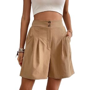 NASUN Women Bermuda Shorts Knee Length Dressy Elastic Shorts Casual Summer Shorts for Women with Pockets