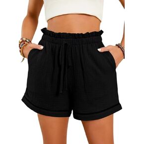 Womens Casual Shorts Comfy Elastic High Waist 2024 Cute Shorts Summer Beach Pull On Short with Pockets(S-2XL)
