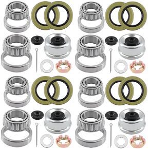 4 Sets 25580 14125A 25520 14276 Boat Trailer Bearing Kits,Grease Seals 10-36,Nuts,Rubber Plugs,2.72" Dust Caps,Cotter Pins,Washers for 5200-7000 lb.Tandem Axles #D42 Spindle