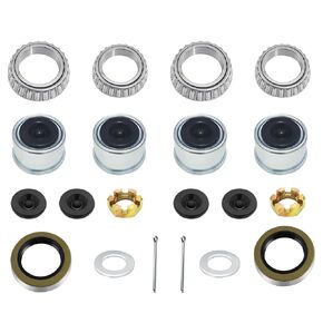 2 Sets 3500 LB Boat Trailer Axle Bearing Kits, L68149 L44649 Bearing Kits, 171255TB/10-19 Grease Seals, 1.98" Dust Covers and Rubber Plugs, Cotter Pins, Washers for #84 Spindle