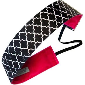 Sweaty Bands Womens Girls Headband - Non-Slip Velvet-Lined Fashion Hairband - Moroccan My World Black 1.5-Inch