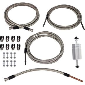 Flexible Stainless Steel Braided Fuel Hose Set Compatible with GMC Sierra and Chevy Silverado 1500 2500 2500HD 3500 Replaces 819-840 15043857 15765803