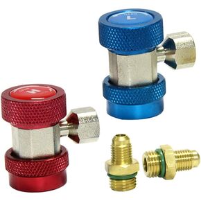 AC R134A Adapter Fittings Adjustable R134A R-134A Connector 1/4 Inch Quick Connector with Manifold Gauge Set