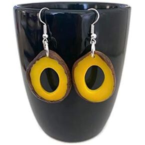 Tagua Earrings in Yellow, Vegetable Ivory Dangle Earrings Tag197, Organic Earrings, Tagua Nut Earrings in Yellow