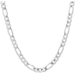 PORI JEWELERS 10K White Gold 2MM,2.3MM, 5.5MM Figaro 3+1 Link Chain Necklace - Size 14"-30"