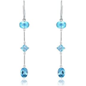 supermodel Dangle Drop Earrings for Women 925 Sterling Silver Natural Gemstone Amethyst Blue Topaz Chrome Diopside Peridot Earrings Gifts