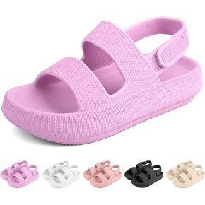 Kids Cloud Sandals Boys Girls Slip on Flat Slides Sandals EVA Summer Quick Drying Pillow Slipper With Hook Loop Back Strap