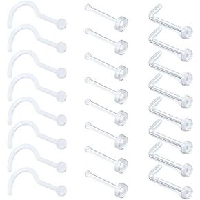 Clear Nose Ring Bioflex Nose Rings Studs L Shaped Nose Rings Corkscrew Nose Rings Body Piercing Jewelry Set