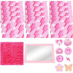 Preppy 22 Pcs Magnets Locker Accessories Kit School Magnets Pink Locker Decor Include Magnetic Wallpaper Mirror Carpet for College Students Girls Pink Bedroom Dormitory Locker Decorations