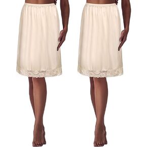 2 Pack Lace Half Slip Underskirt Half Slips for Under Dresses Skirt Extenders Womens Anti Static Half Slip